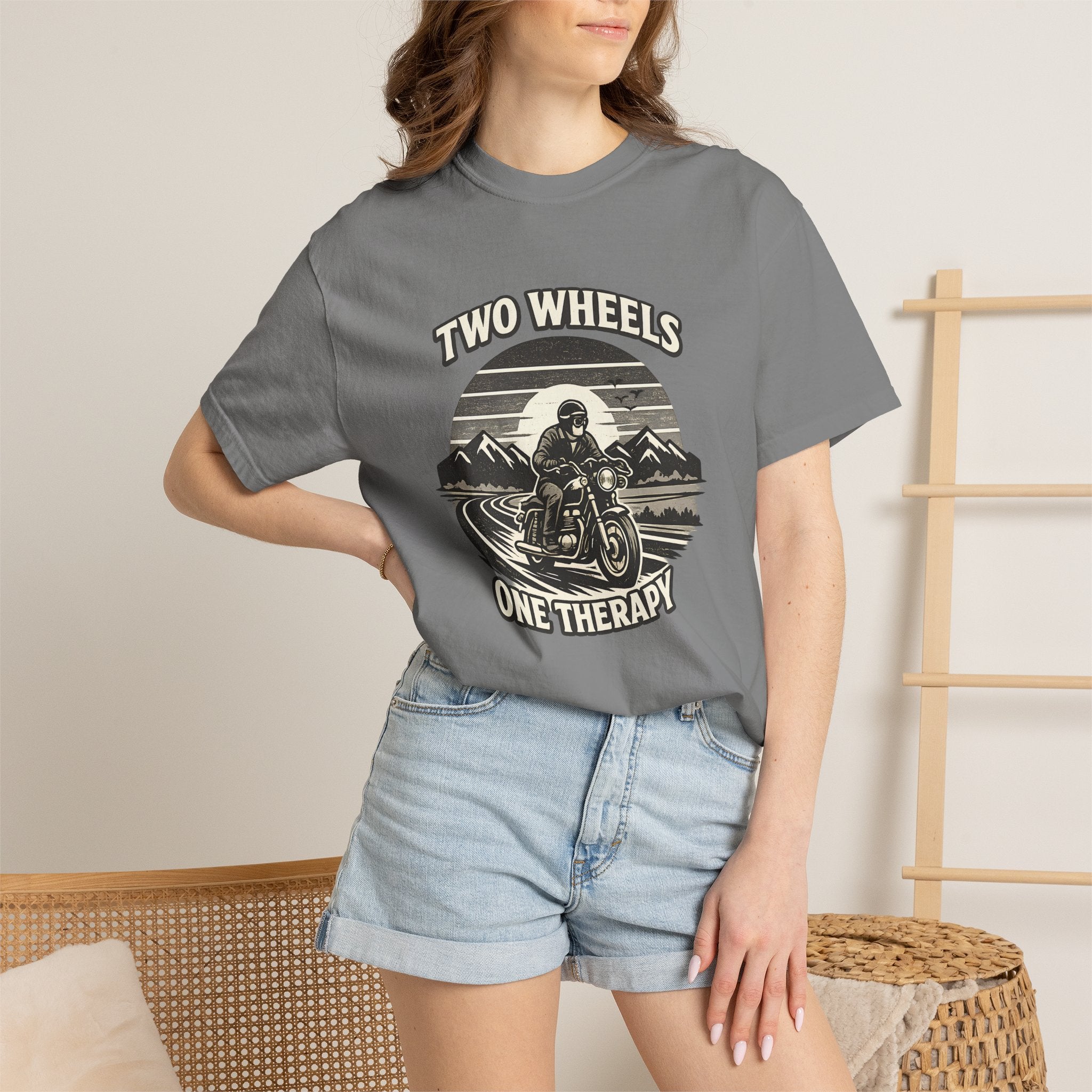 Motorcycle T-Shirt – "Two Wheels One Therapy" Rider Tee
