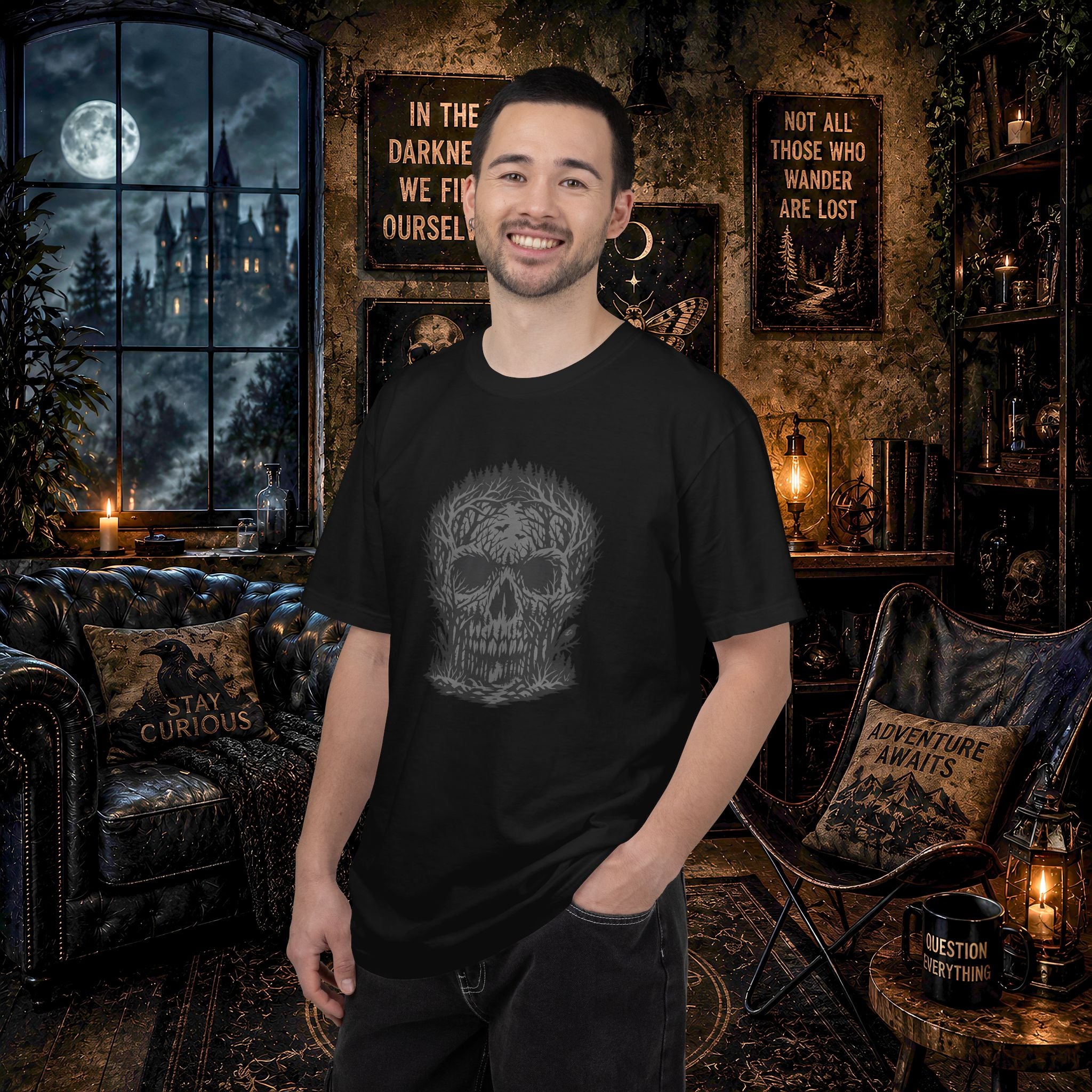 Skull Forest T-Shirt — Grunge Skull Graphic Tee
