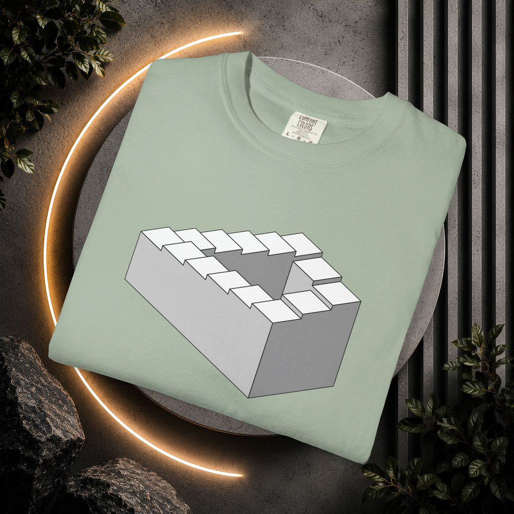 Optical Illusion Staircase Tee — Impossible Step Graphic T-Shirt