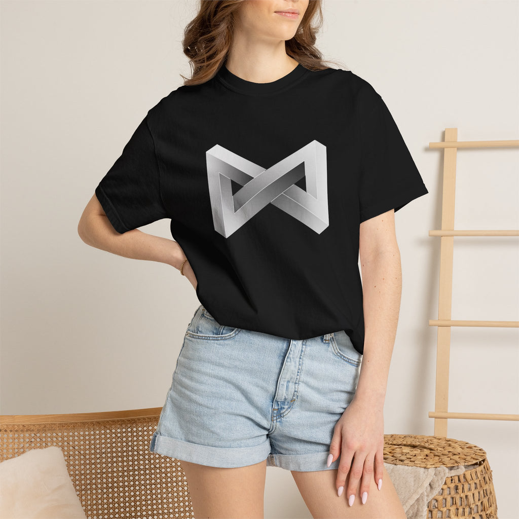 Optical Illusion Logo T-Shirt — Minimal Monochrome Infinity Design