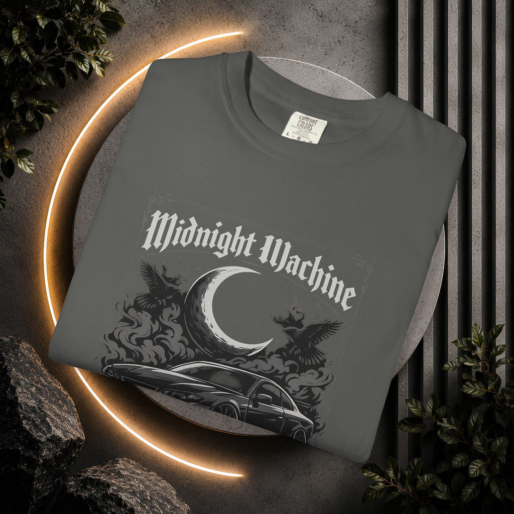 Midnight Machine Graphic T-Shirt — Retro Car Moon Tee for Night Drivers