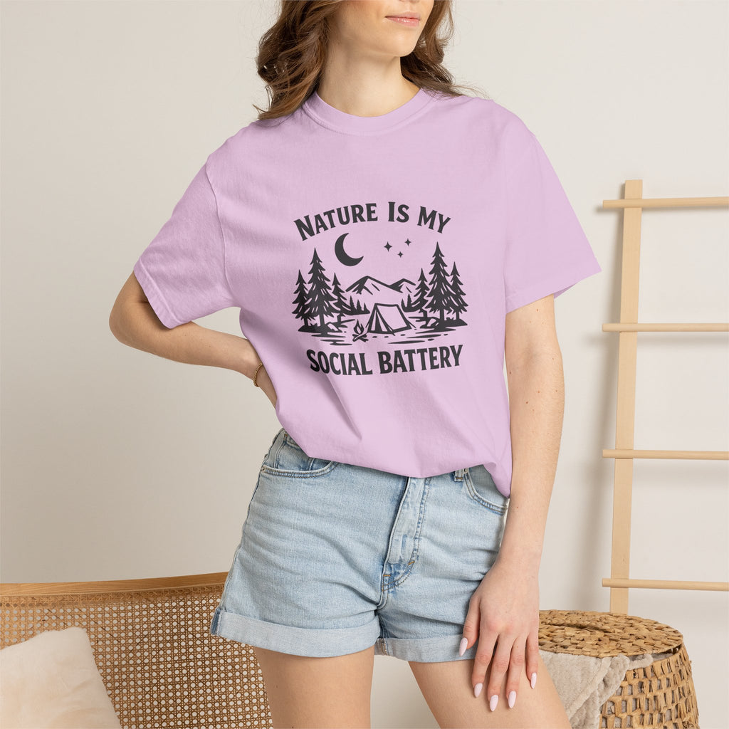 Nature Is My Social Battery T-Shirt — Outdoor Enthusiast Graphic Tee