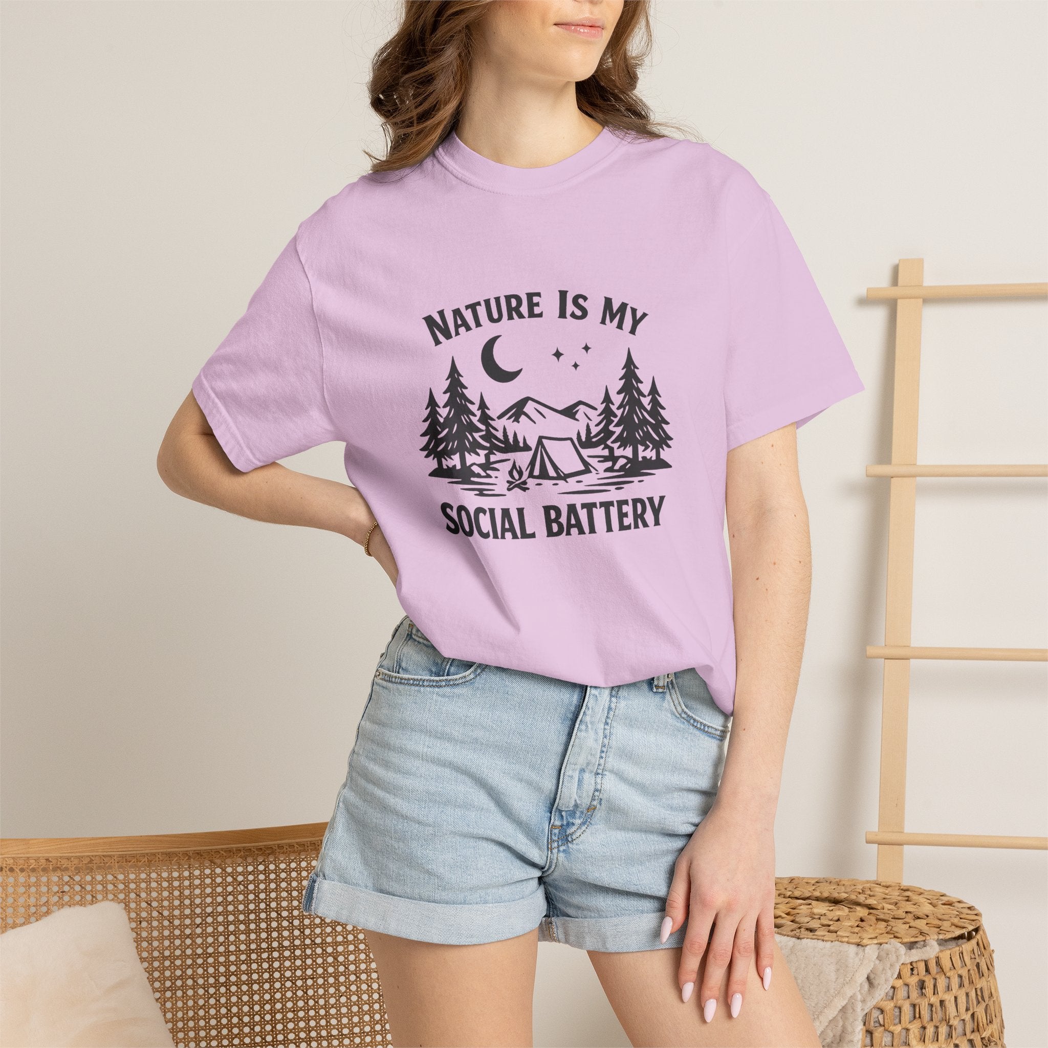 Nature Is My Social Battery T-Shirt — Outdoor Enthusiast Graphic Tee