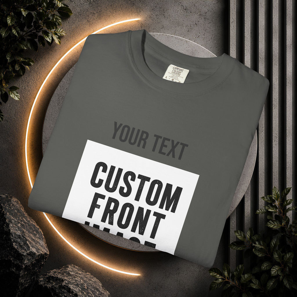 Custom Front Square Print T-Shirt — Personalized Text & Image Tee