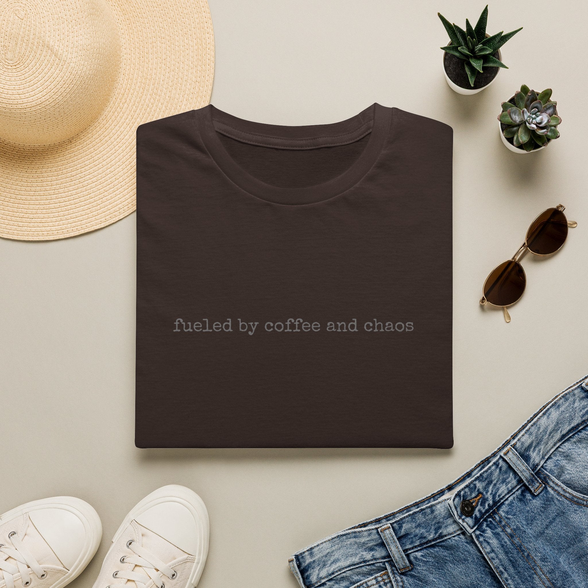 Fueled by Coffee and Chaos T-Shirt | Minimal Slogan Tee