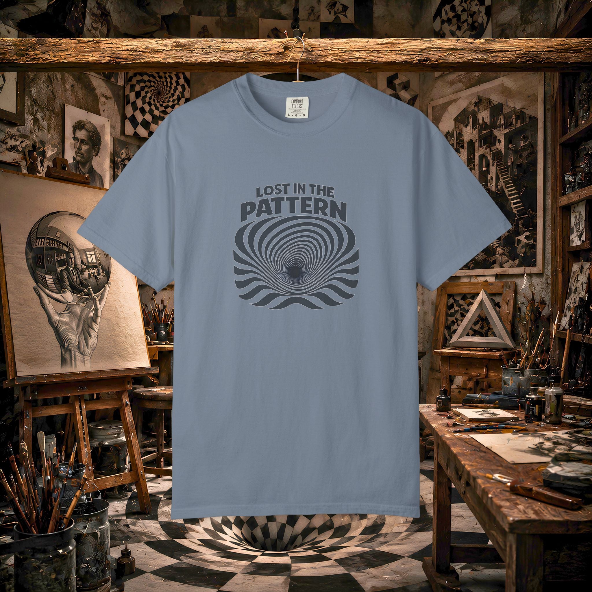 Lost in the Pattern T‑Shirt — Optical Illusion Graphic Tee