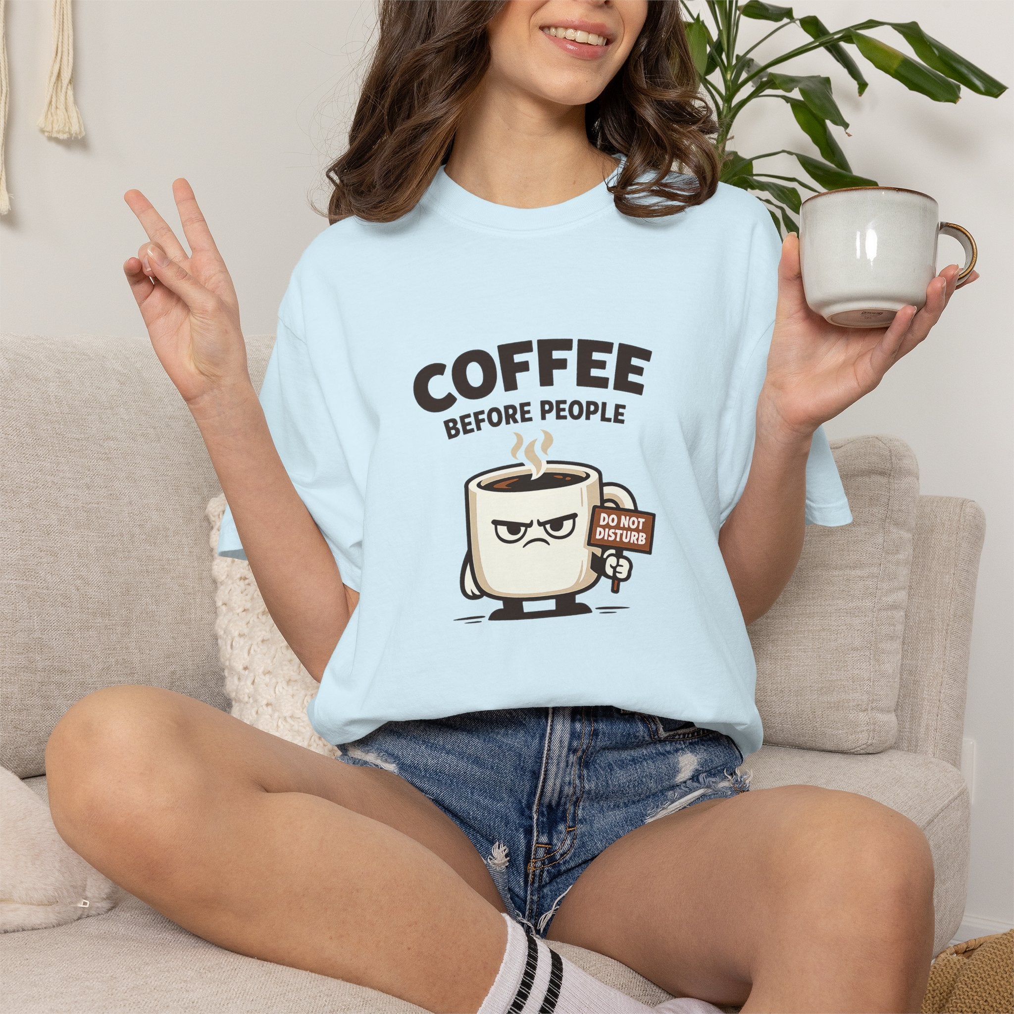 Coffee Before People T‑Shirt — Funny Morning Coffee Graphic Tee
