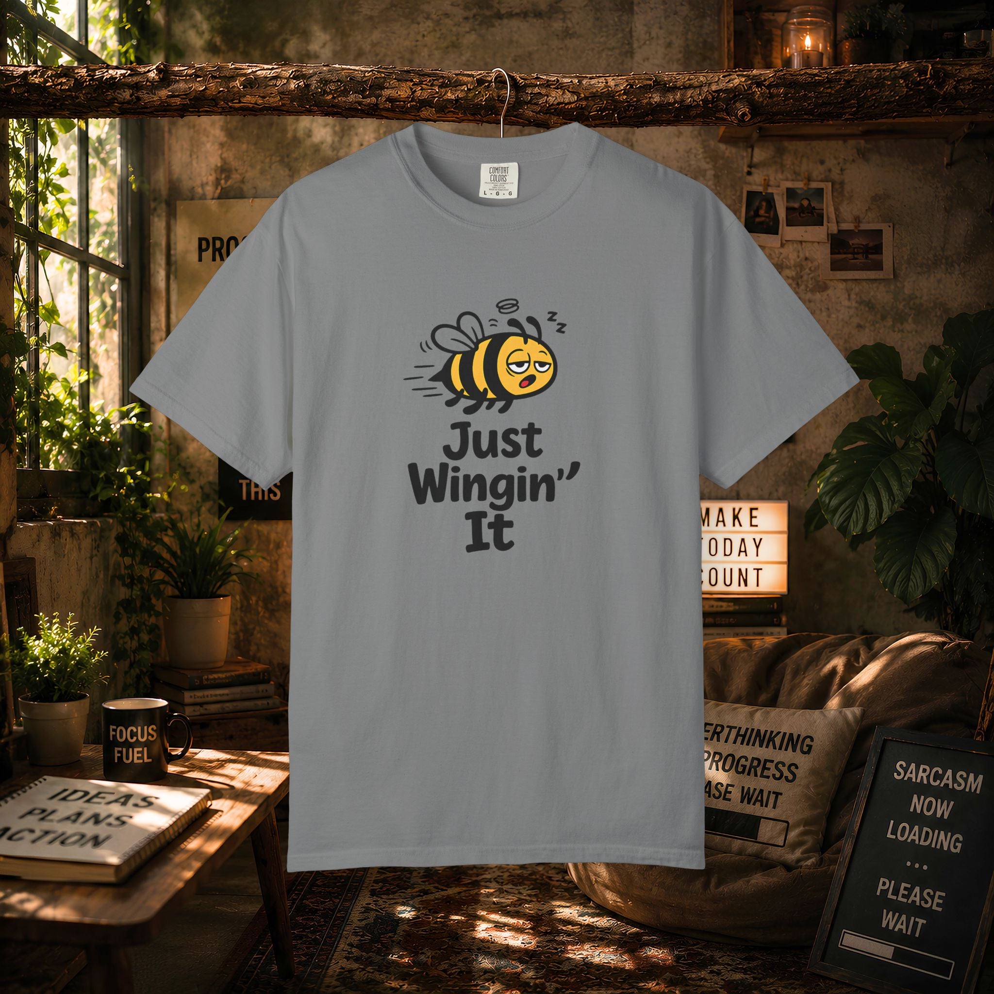 Just Wingin' It Bee T-Shirt — Funny Bee Graphic Tee