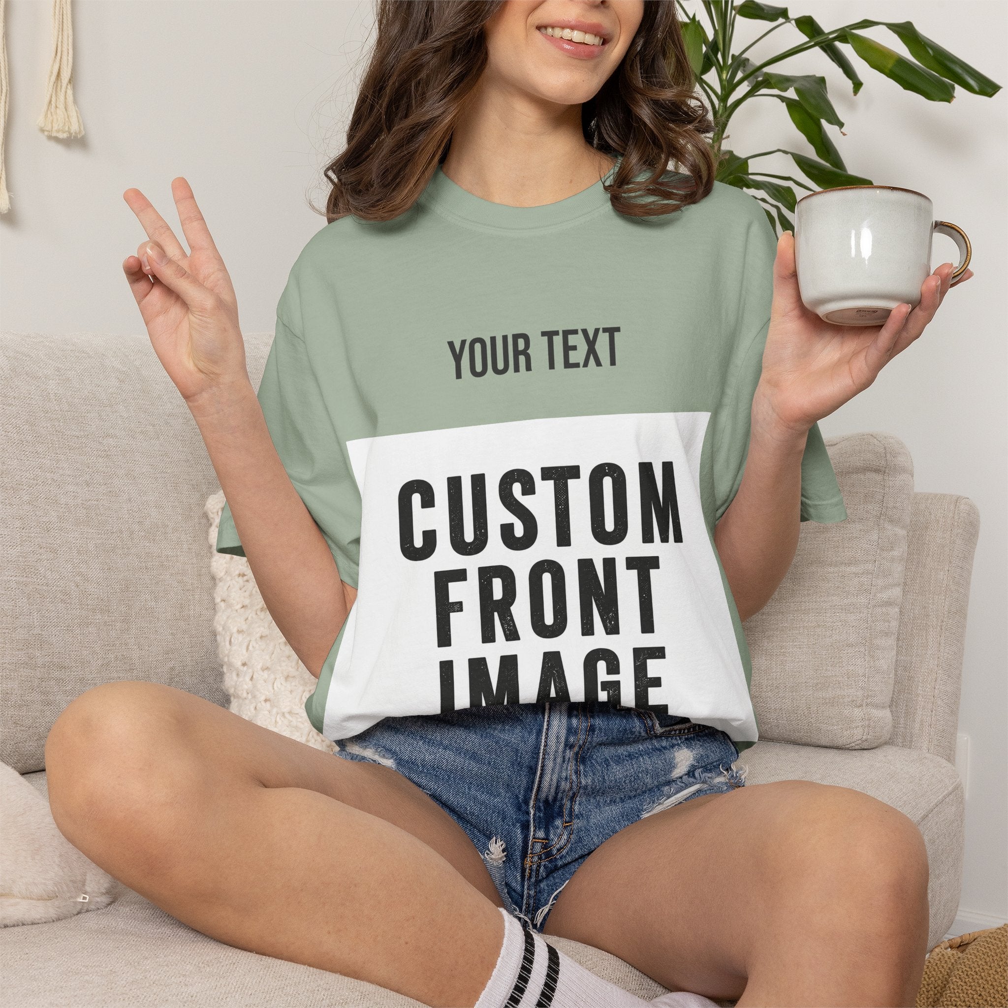 Custom Front Landscape Print T-Shirt — Personalized Text & Image Tee