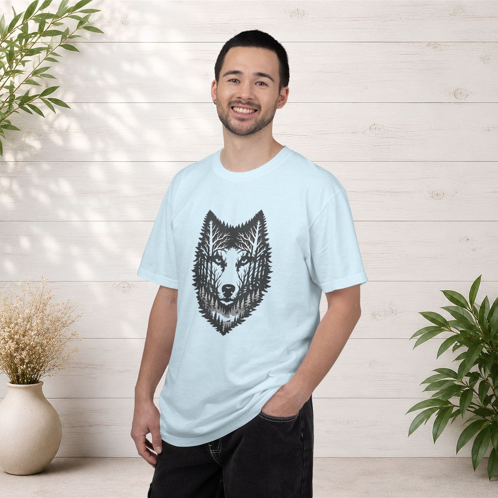Wolf Forest T-Shirt — Geometric Woodland Wolf Graphic Tee