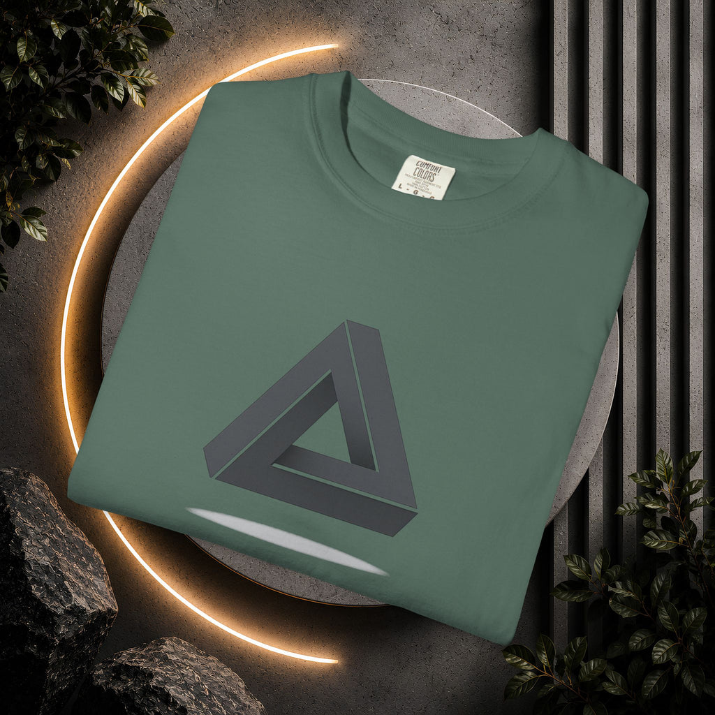 Optical Illusion Triangle T-Shirt — Geometric Penrose Design