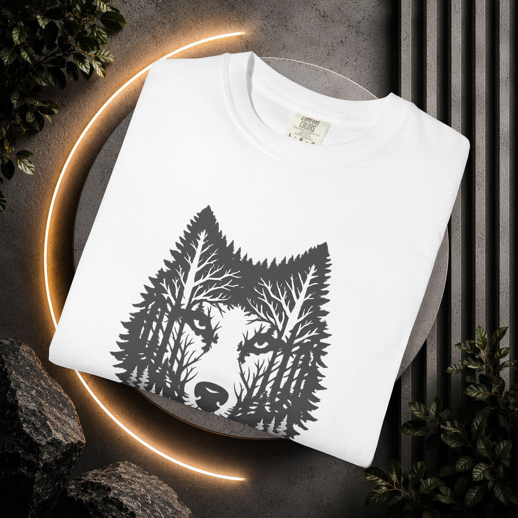 Wolf Forest T-Shirt — Geometric Woodland Wolf Graphic Tee