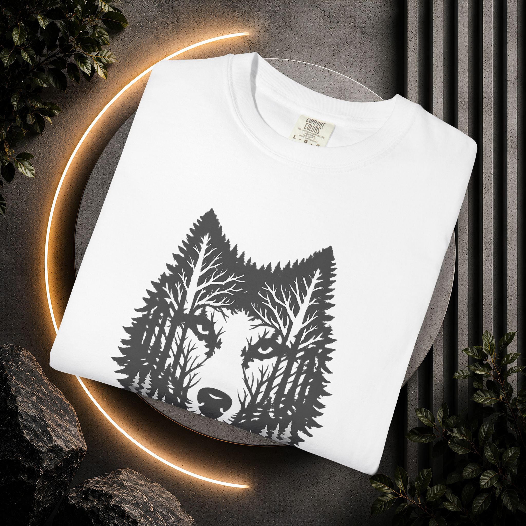 Wolf Forest T-Shirt — Geometric Woodland Wolf Graphic Tee