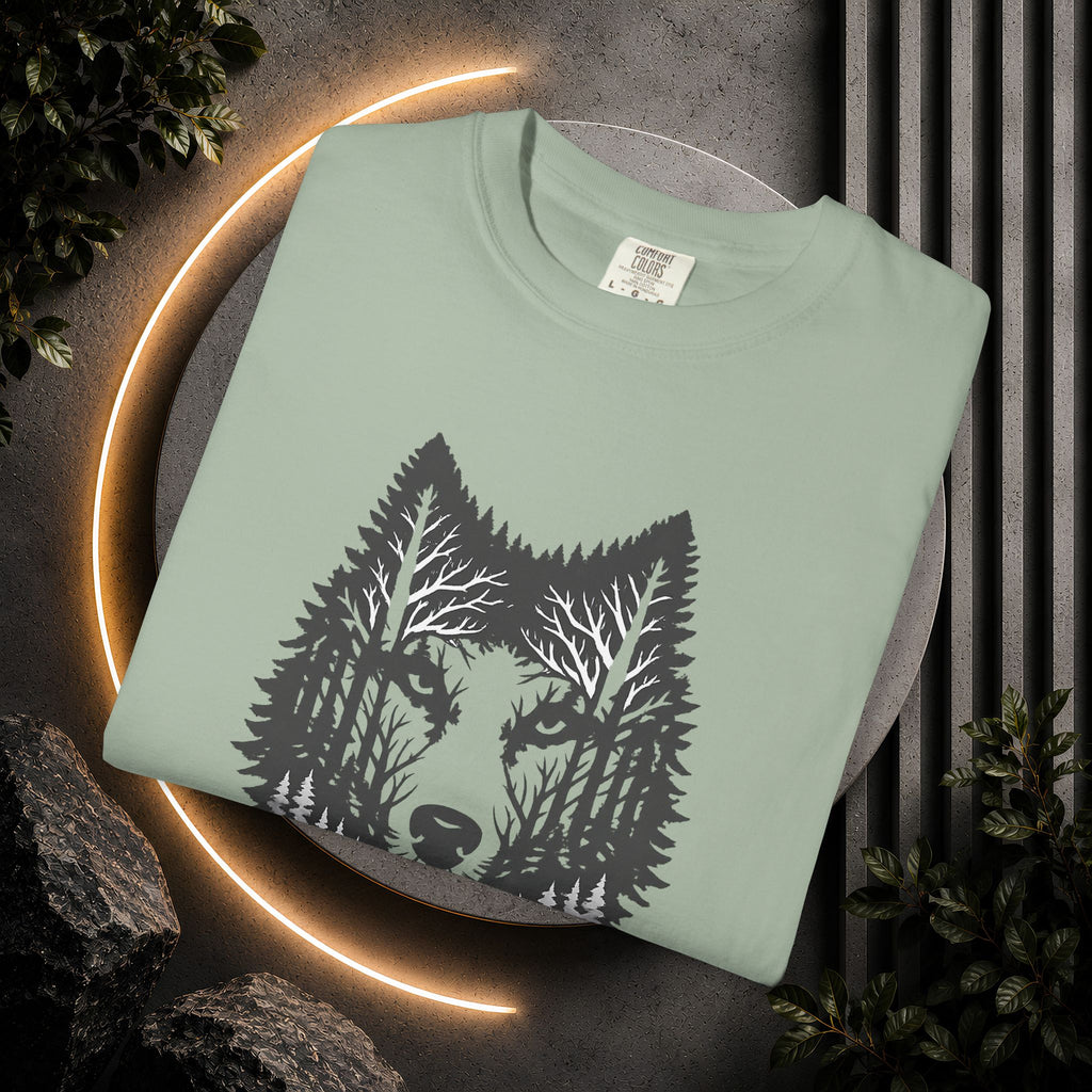 Wolf Forest T-Shirt — Geometric Woodland Wolf Graphic Tee