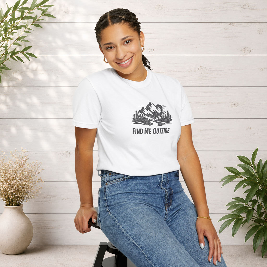 Find Me Outside Mountain T-Shirt — Outdoor Adventure Graphic Tee