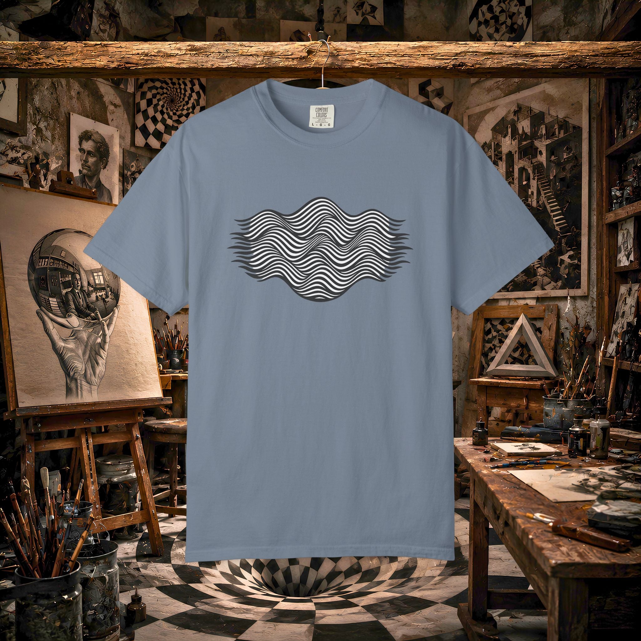 Minimal Wave Graphic T-Shirt — Abstract Line Art Tee
