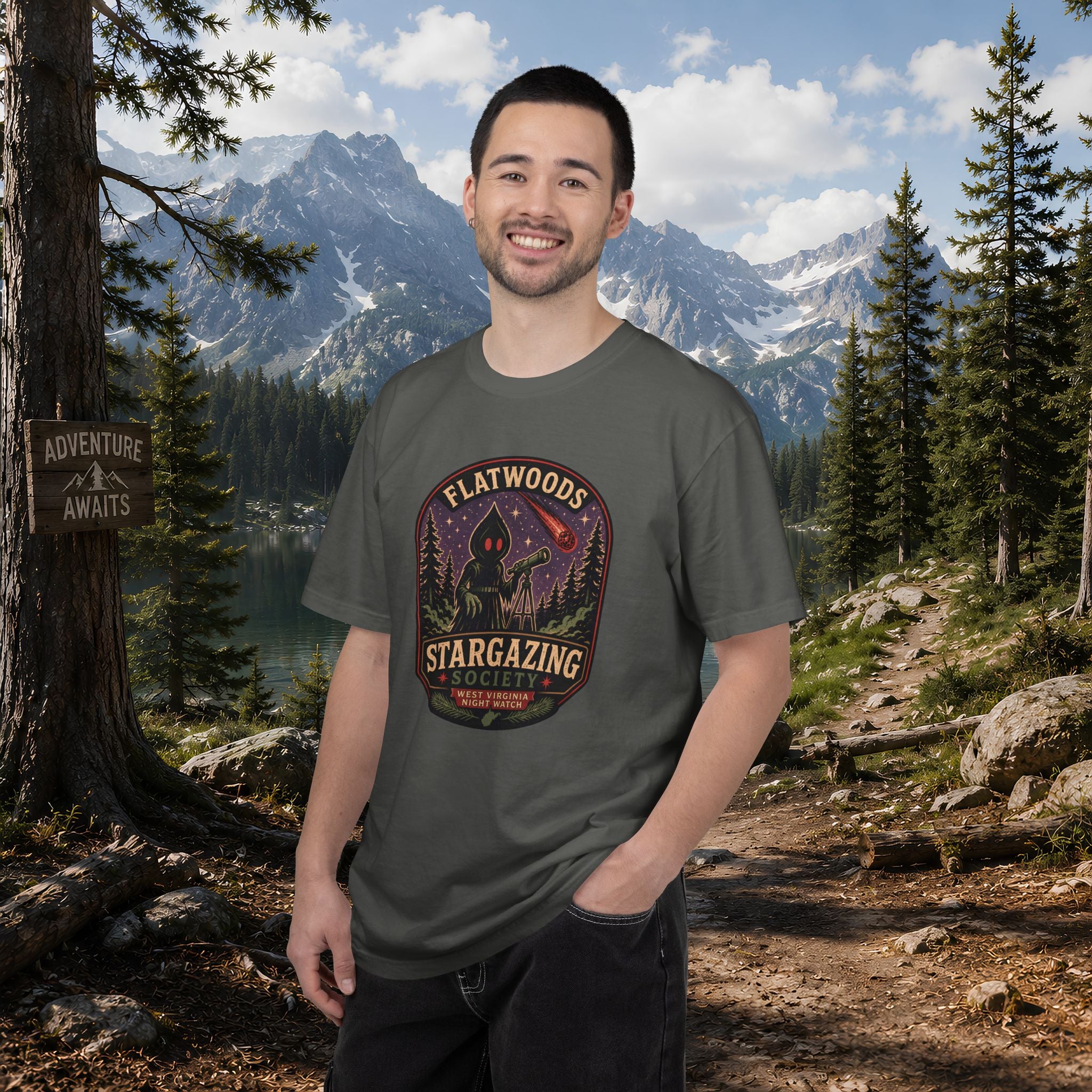 Flatwoods Stargazing Society T‑Shirt — Night Sky Adventure Tee