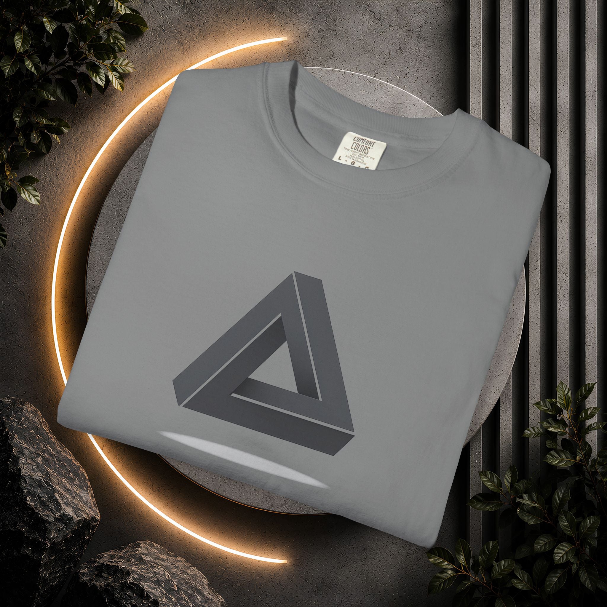 Optical Illusion Triangle T-Shirt — Geometric Penrose Design