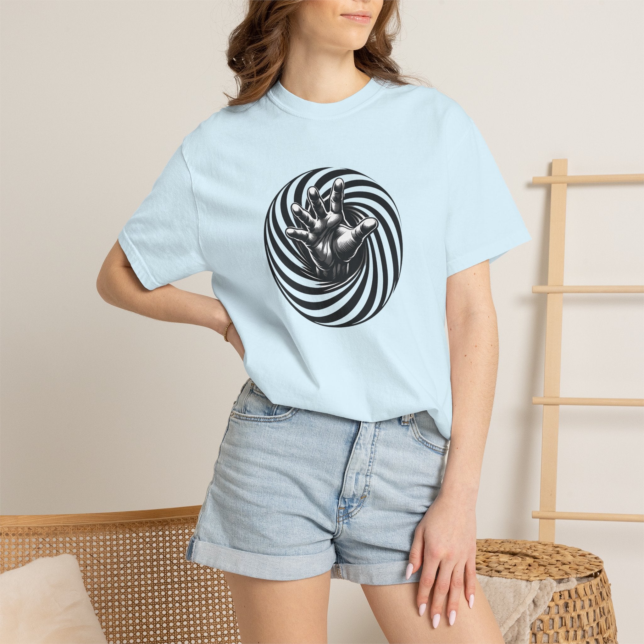 Optical Spiral Hand Graphic T-Shirt
