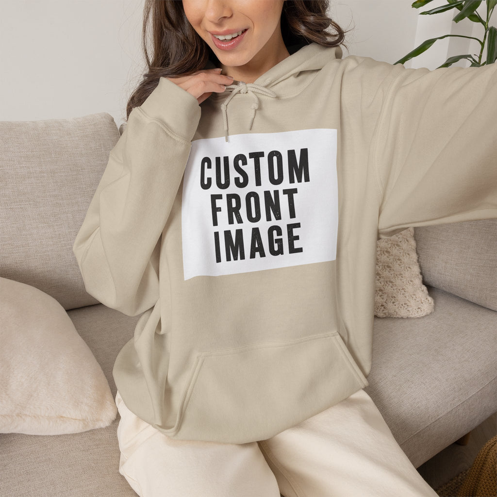 Custom Front Image Hoodie — Personalized White Pullover Hooded Sweatshirt