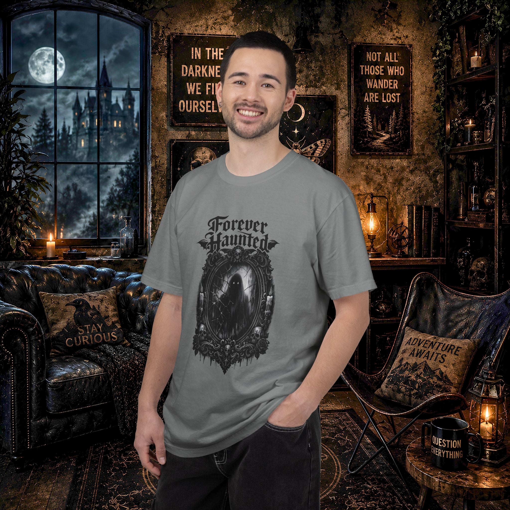 Forever Haunted T-Shirt — Gothic Ghost Graphic Tee