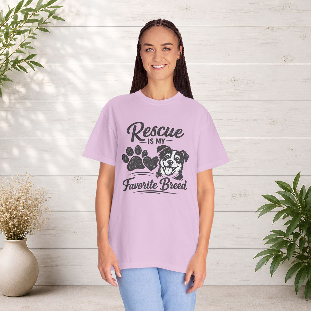 Rescue Is My Favorite Breed T-Shirt — Dog Rescue Paw Print Tee
