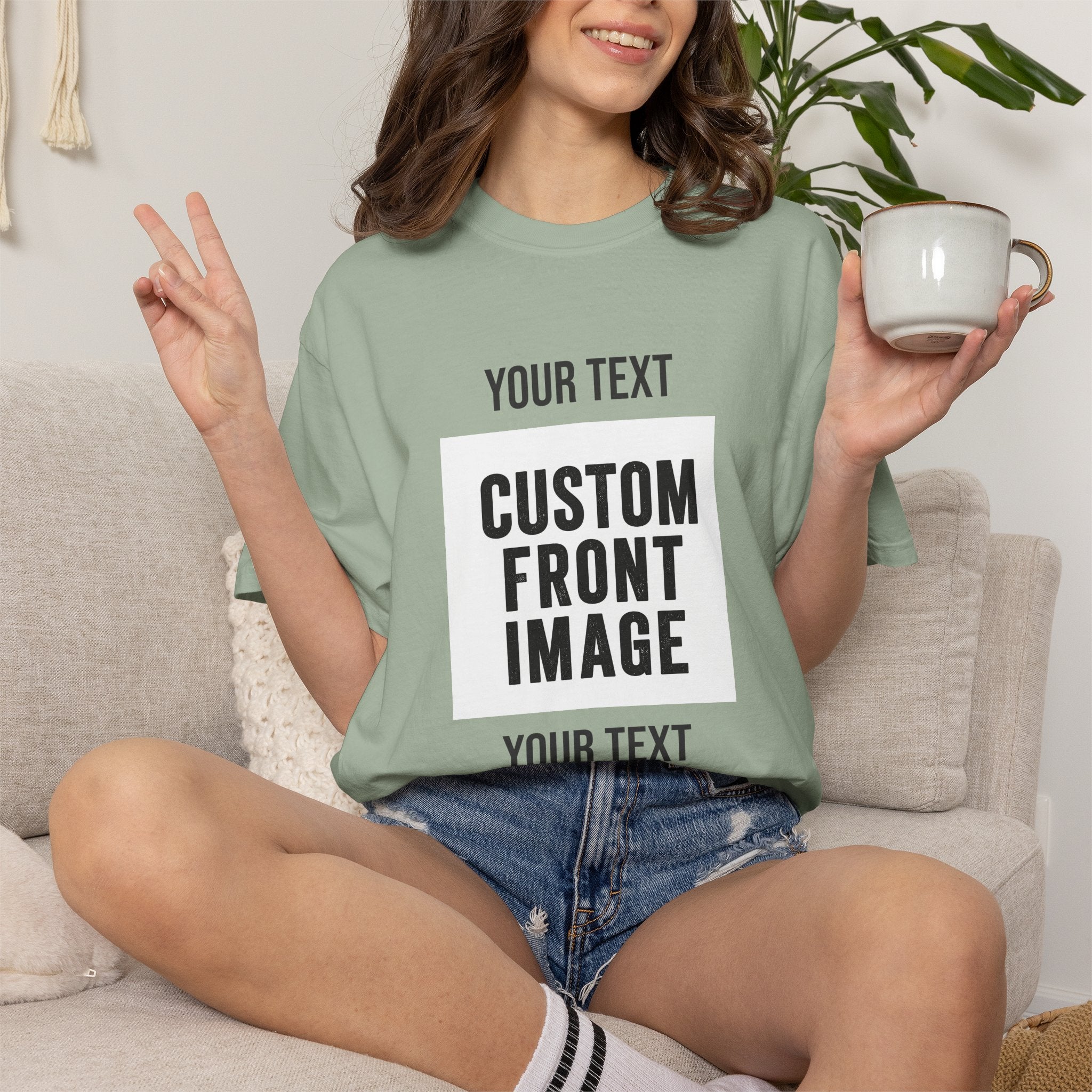 Custom Front Square Print T-Shirt — Personalized Text & Image Tee