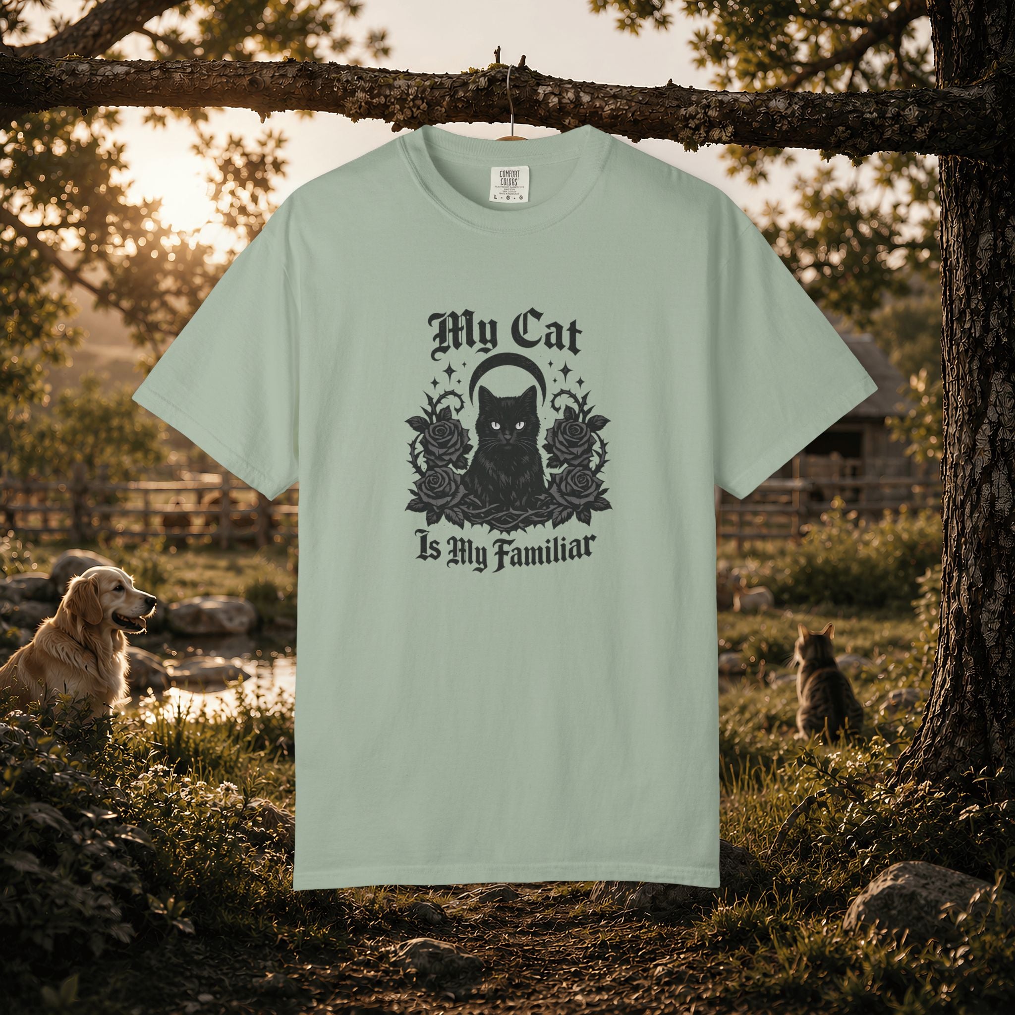 My Cat Is My Familiar T-Shirt — Gothic Cat Witch Tee