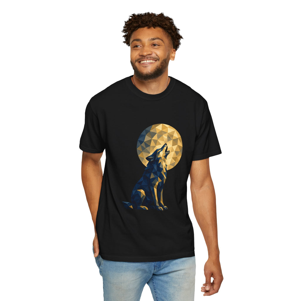 Geometric Howling Wolf T-Shirt | Moon Silhouette