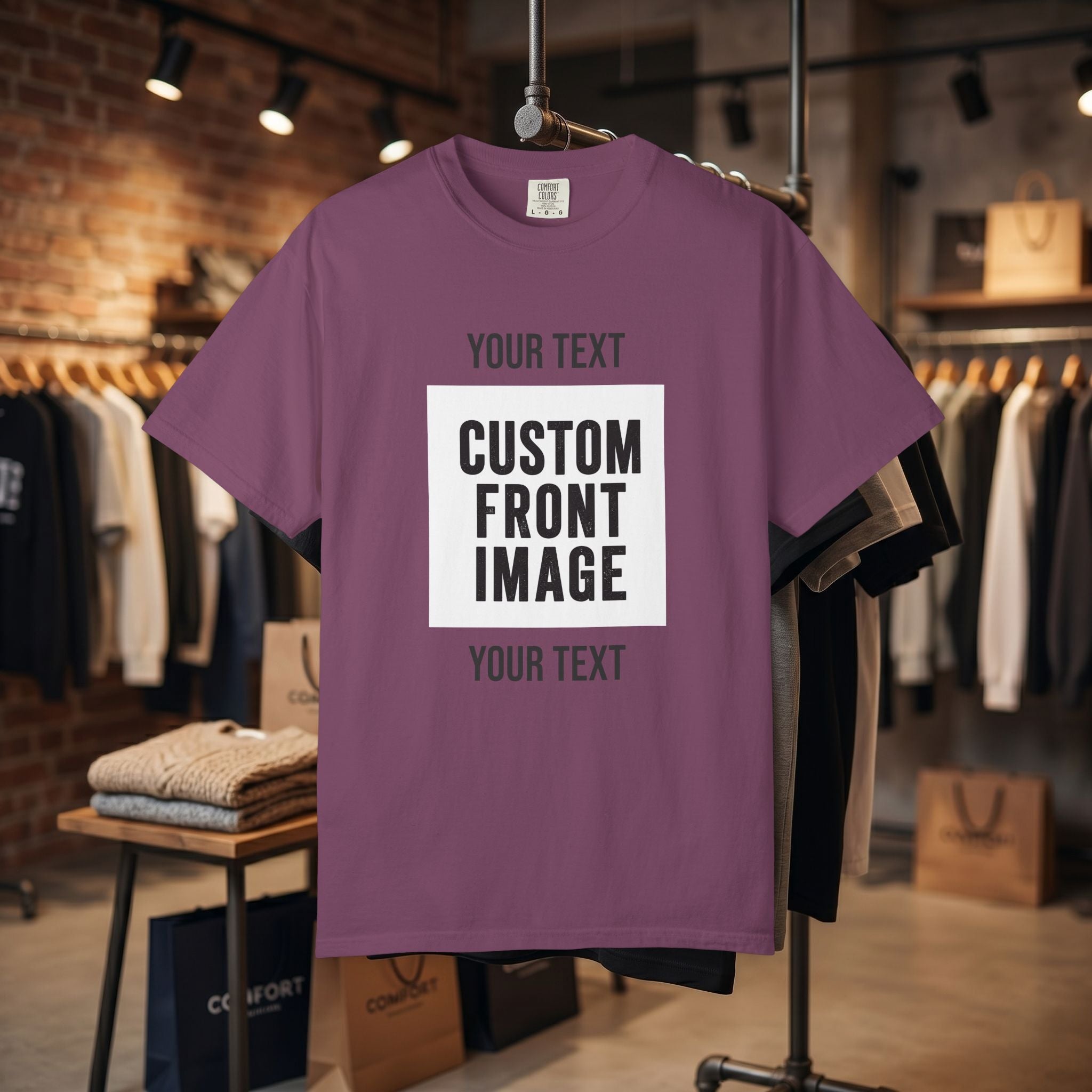 Custom Front Square Print T-Shirt — Personalized Text & Image Tee