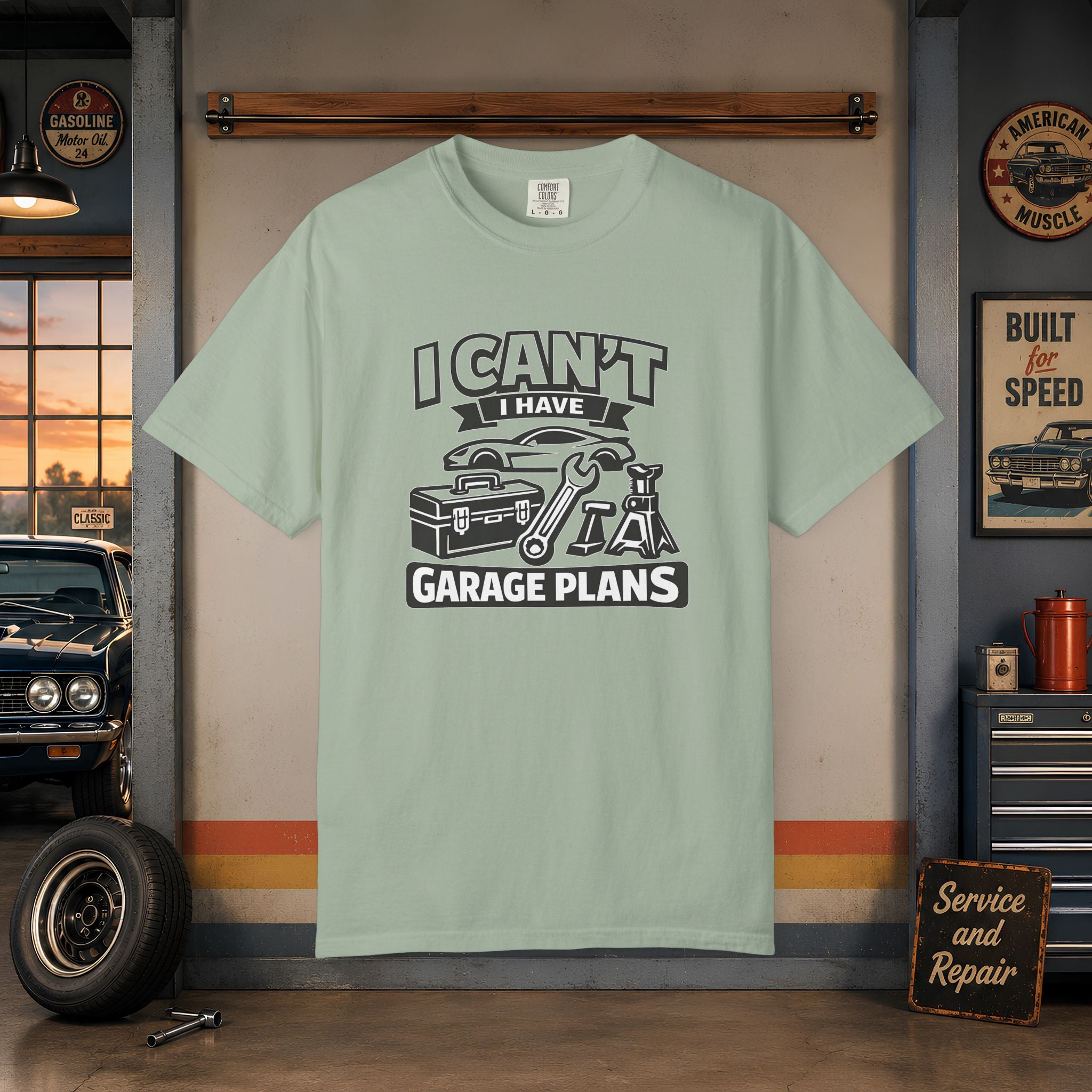 Garage Plans T-Shirt — "I Can't I Have Garage Plans" Mechanics Gift Tee