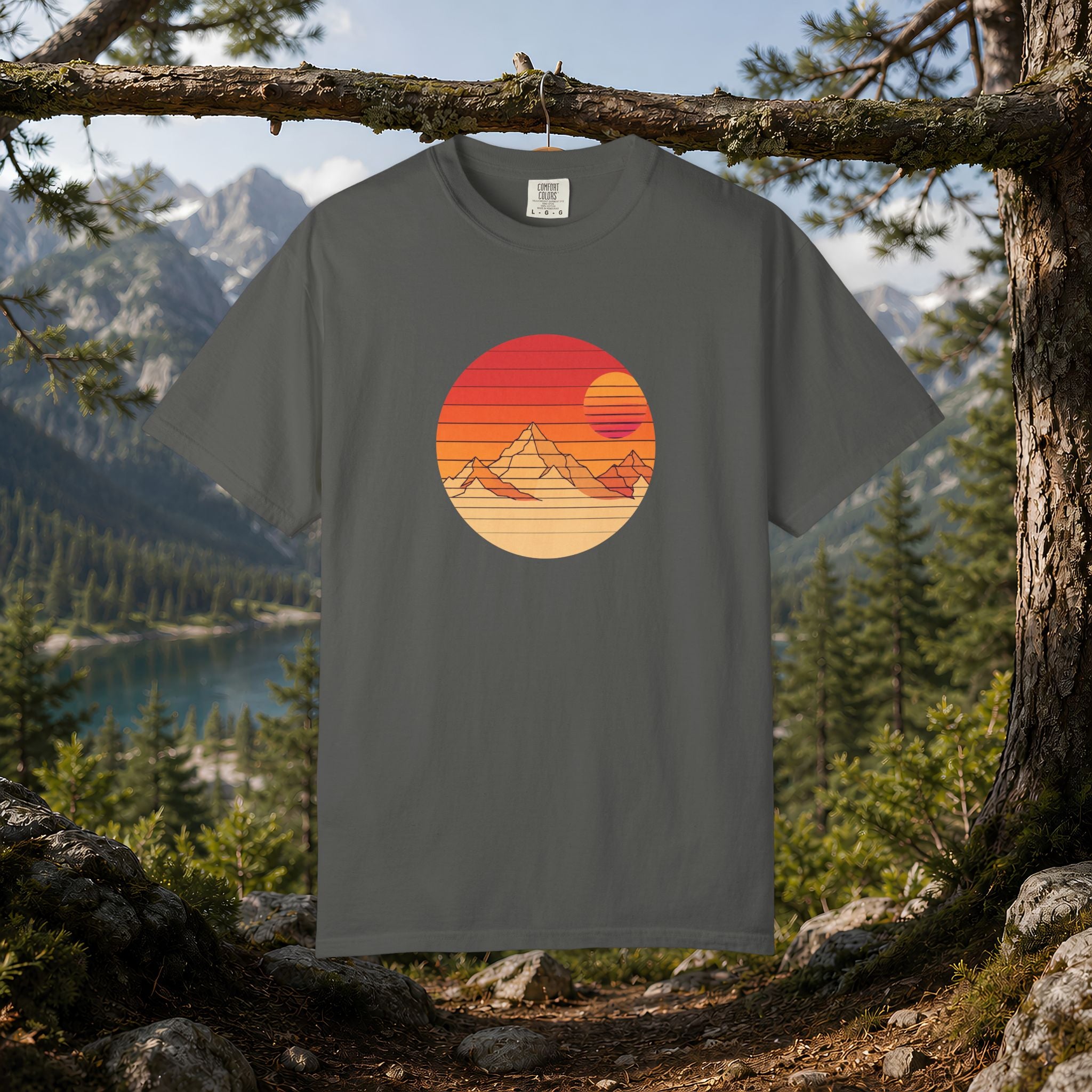 Retro Sunset Mountain T-shirt | Vintage Mountain Graphic Tee