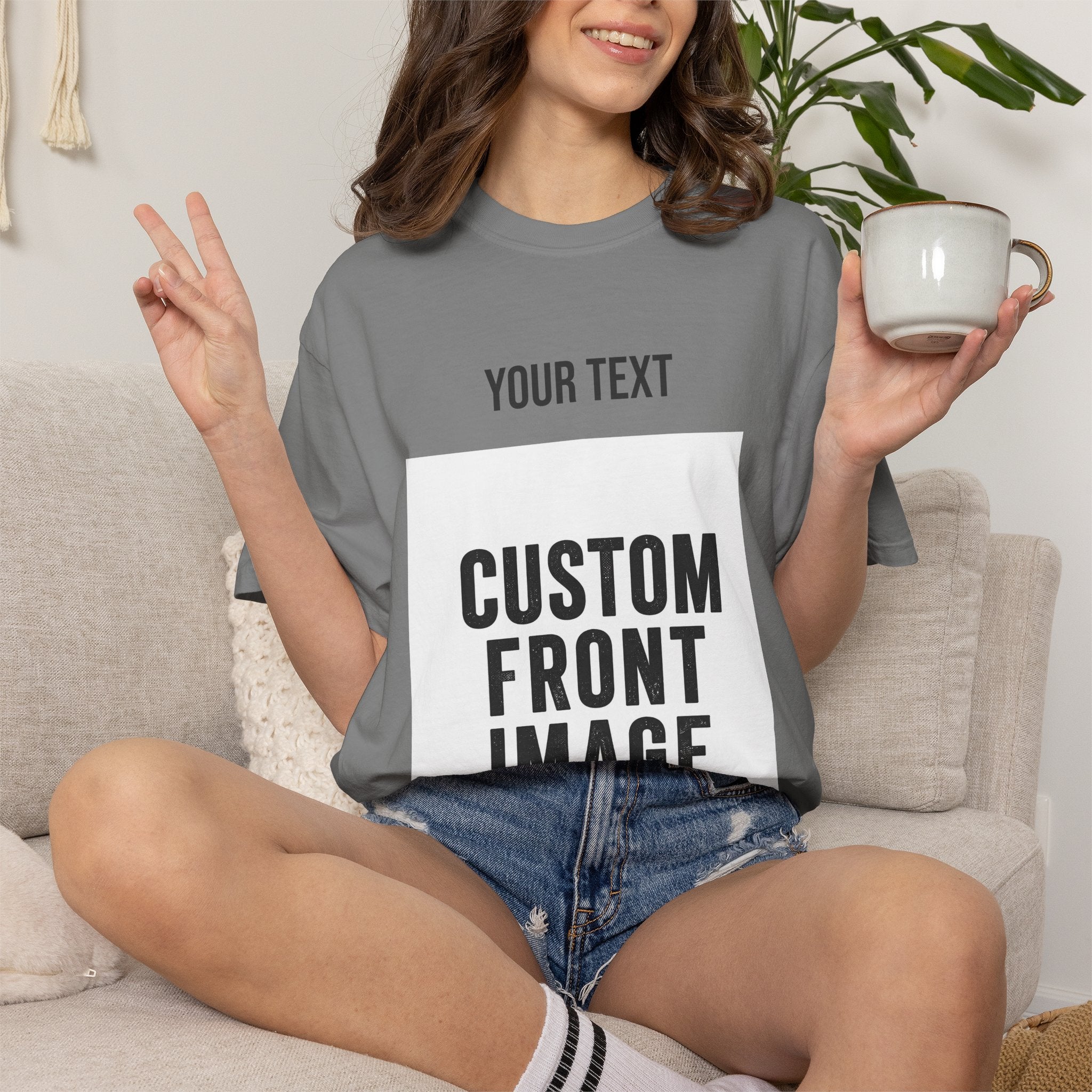 Custom Front Portrait Print T-Shirt — Personalized Text & Image Tee
