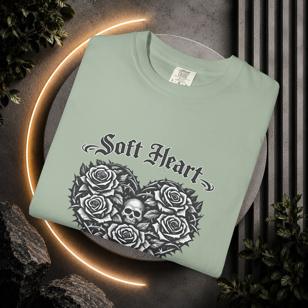 Soft Heart Dark Soul T-Shirt — Gothic Rose Skull Graphic Tee