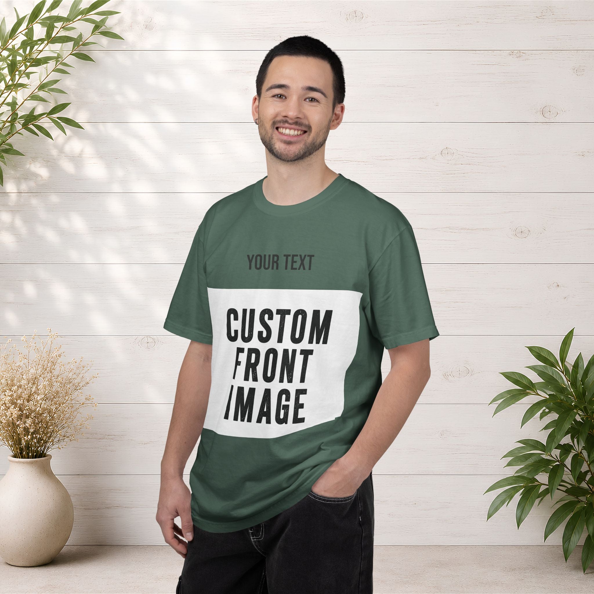 Custom Front Landscape Print T-Shirt — Personalized Text & Image Tee