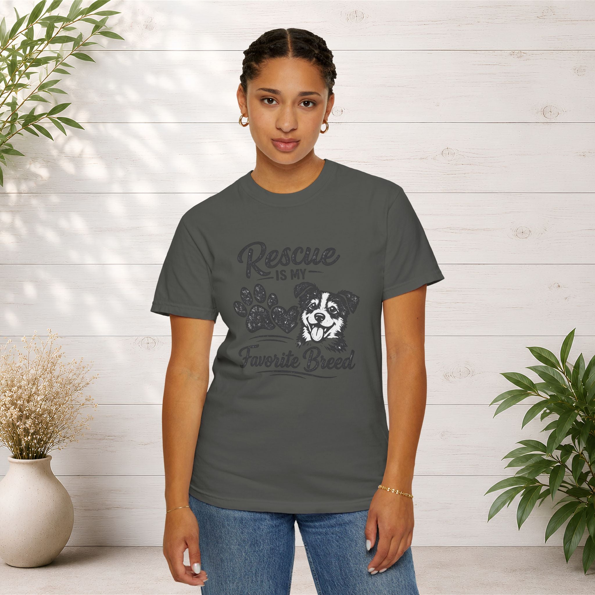 Rescue Is My Favorite Breed T-Shirt — Dog Rescue Paw Print Tee