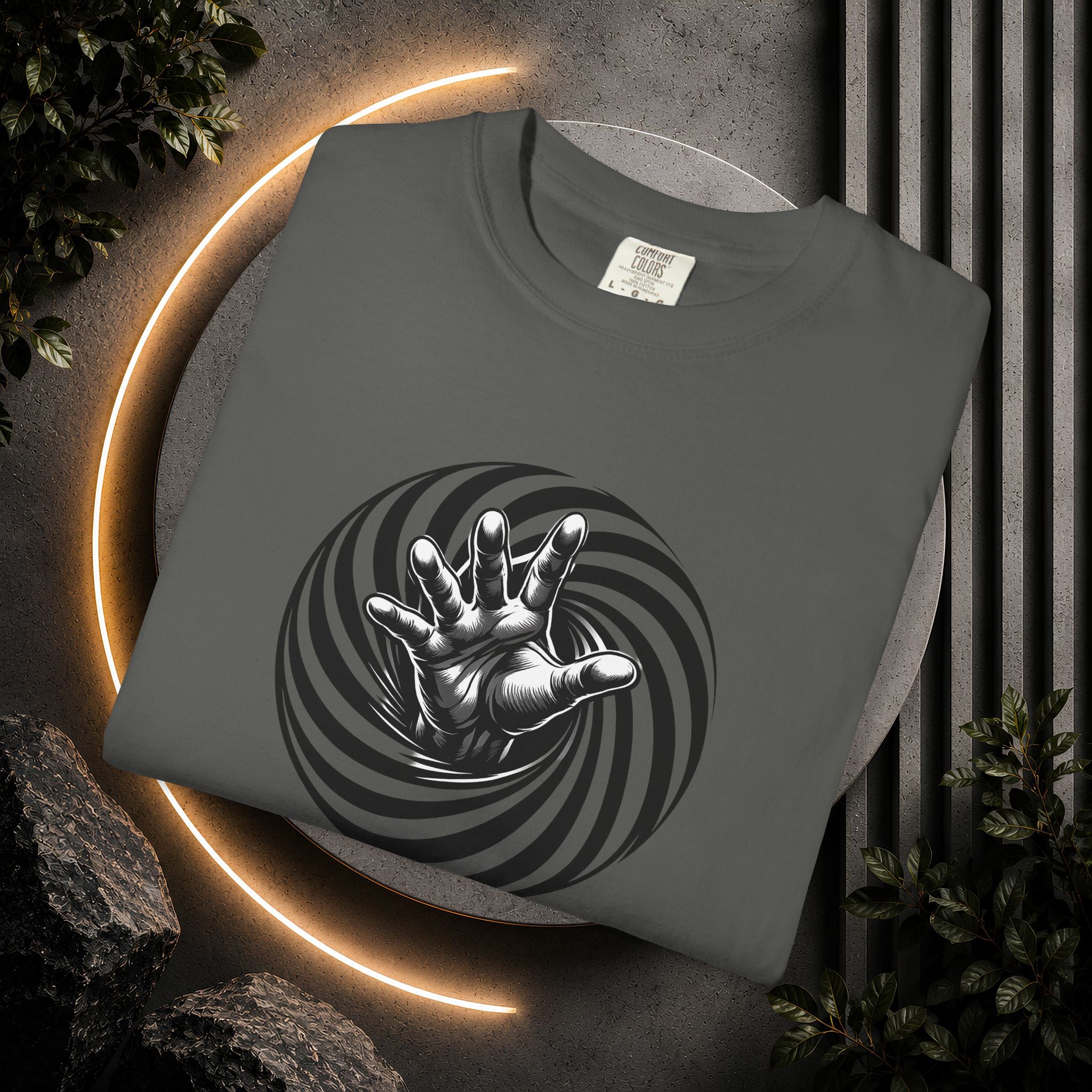 Optical Spiral Hand Graphic T-Shirt