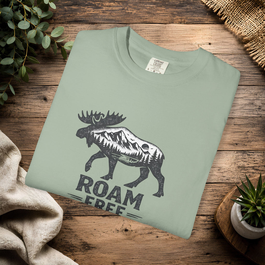 Roam Free Moose T-Shirt — Outdoorsy Nature Graphic Tee