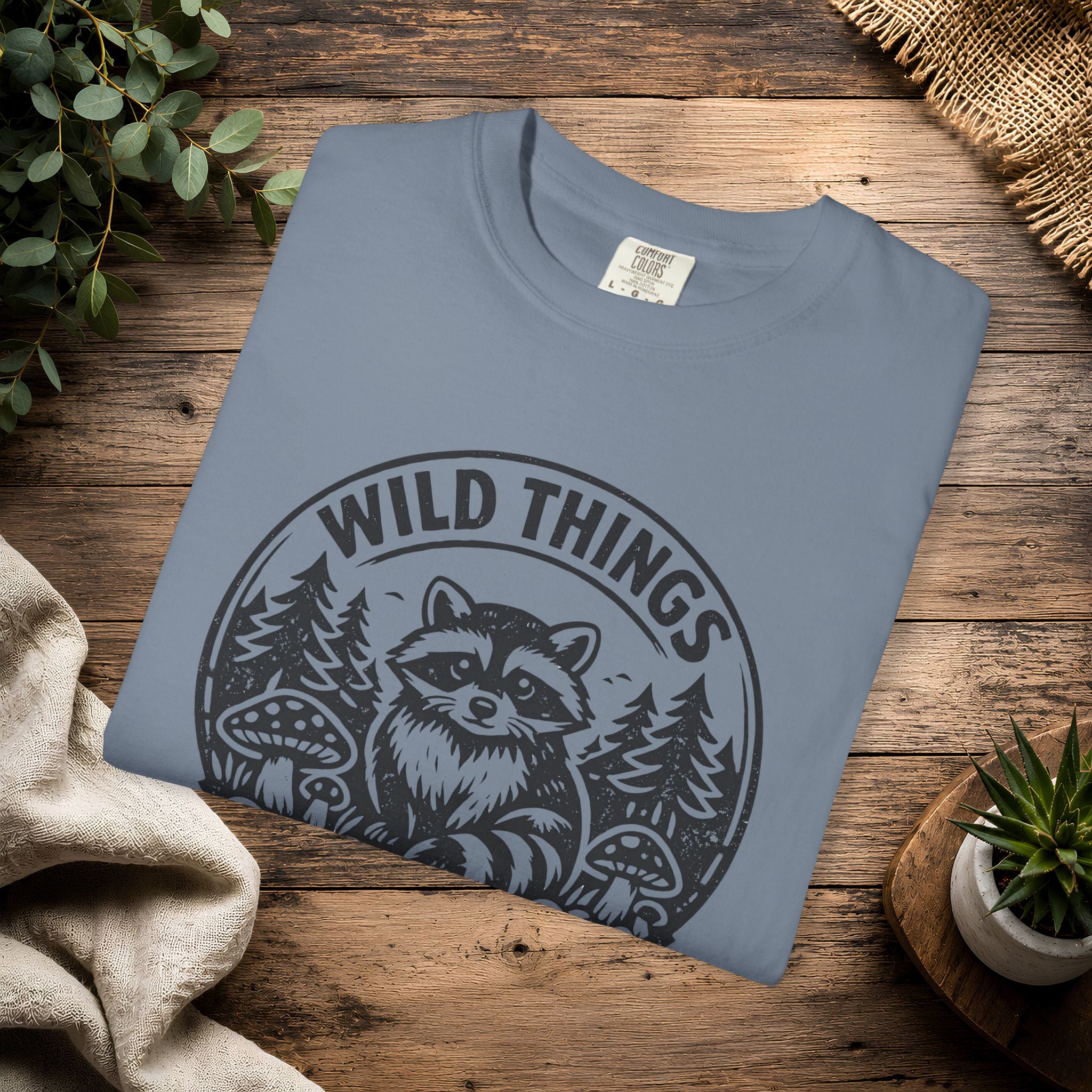 “Wild Things Welcome” Raccoon Forest Graphic T-Shirt