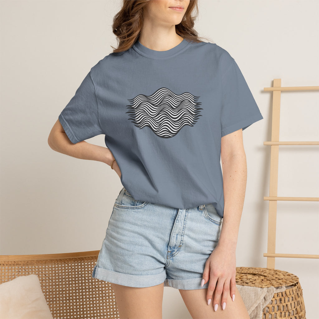 Minimal Wave Graphic T-Shirt — Abstract Line Art Tee