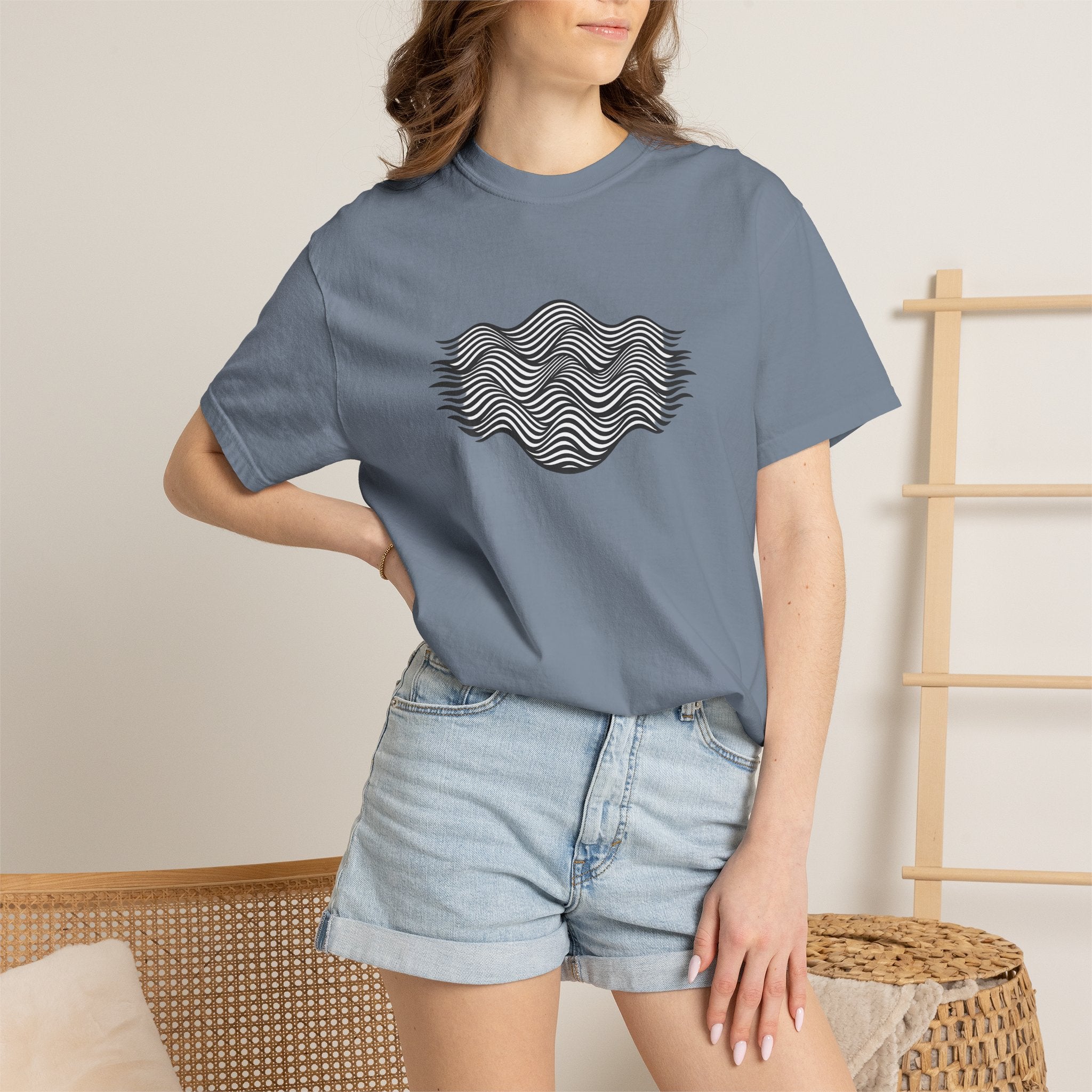 Minimal Wave Graphic T-Shirt — Abstract Line Art Tee