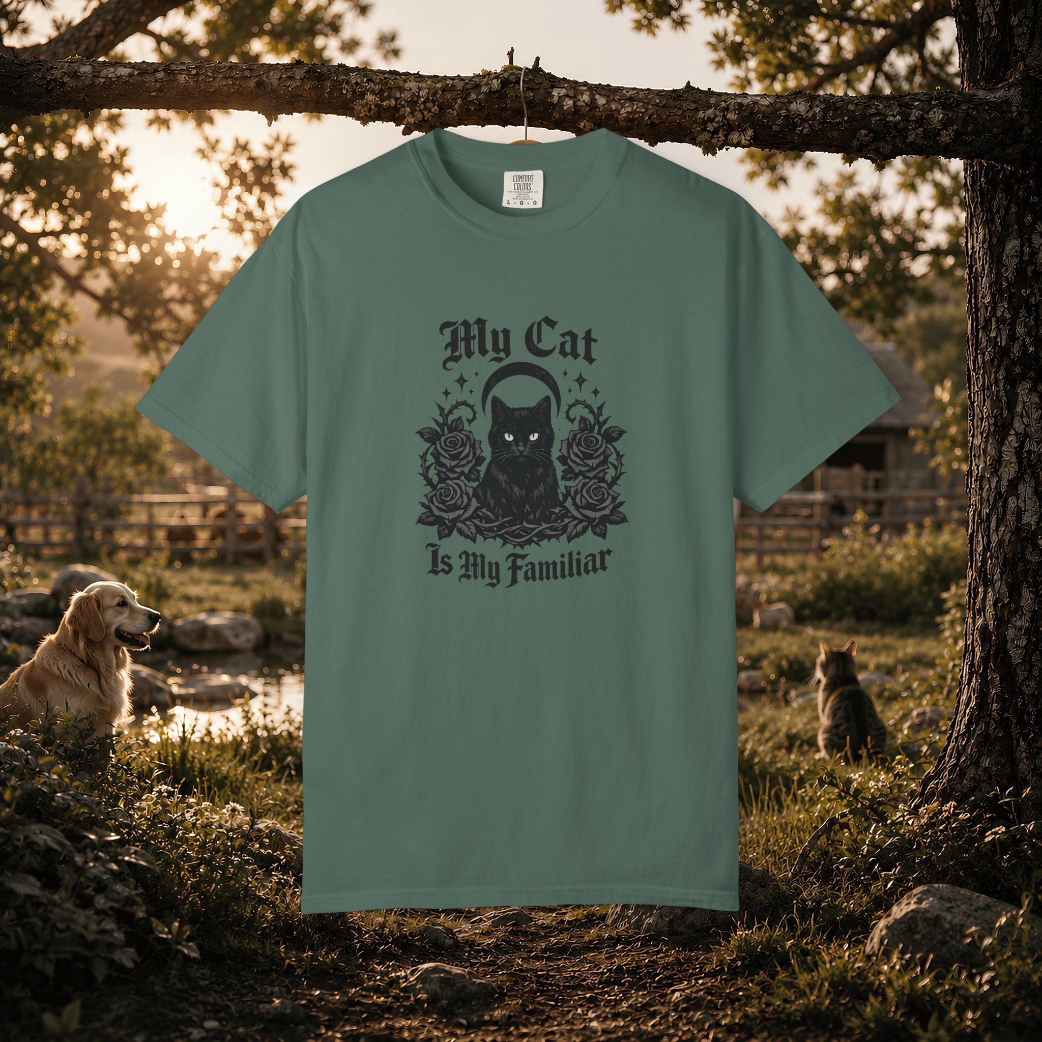 My Cat Is My Familiar T-Shirt — Gothic Cat Witch Tee