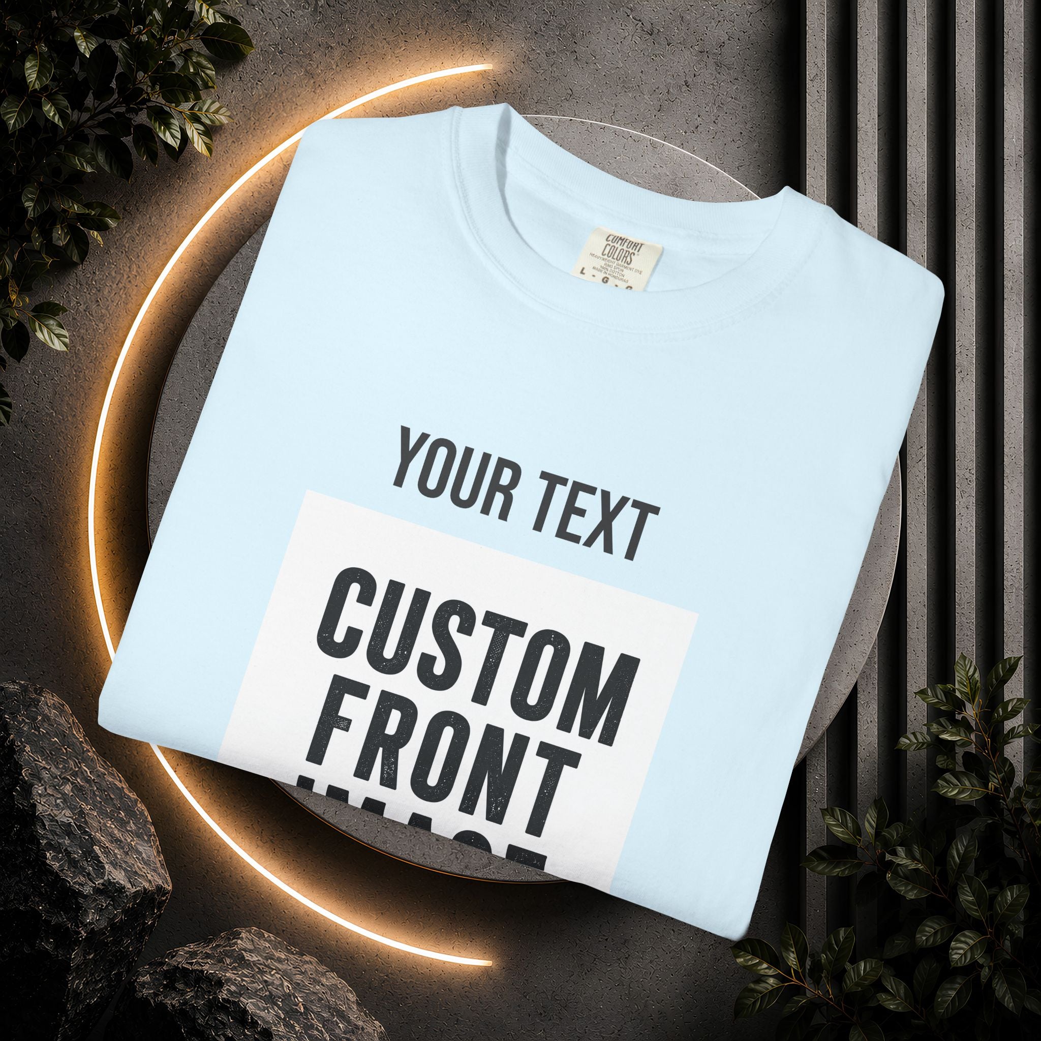Custom Front Square Print T-Shirt — Personalized Text & Image Tee