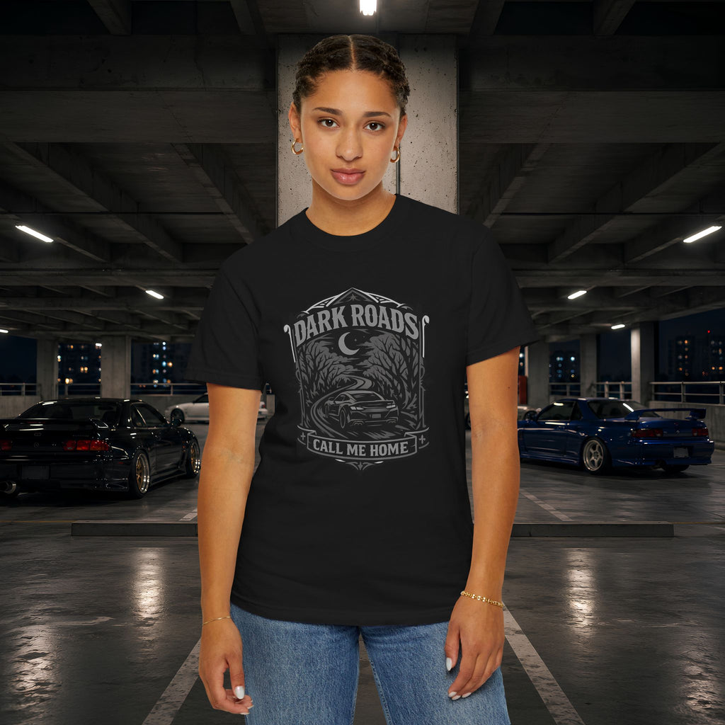 Dark Roads Call Me Home T-Shirt — Vintage Night Drive Graphic Tee