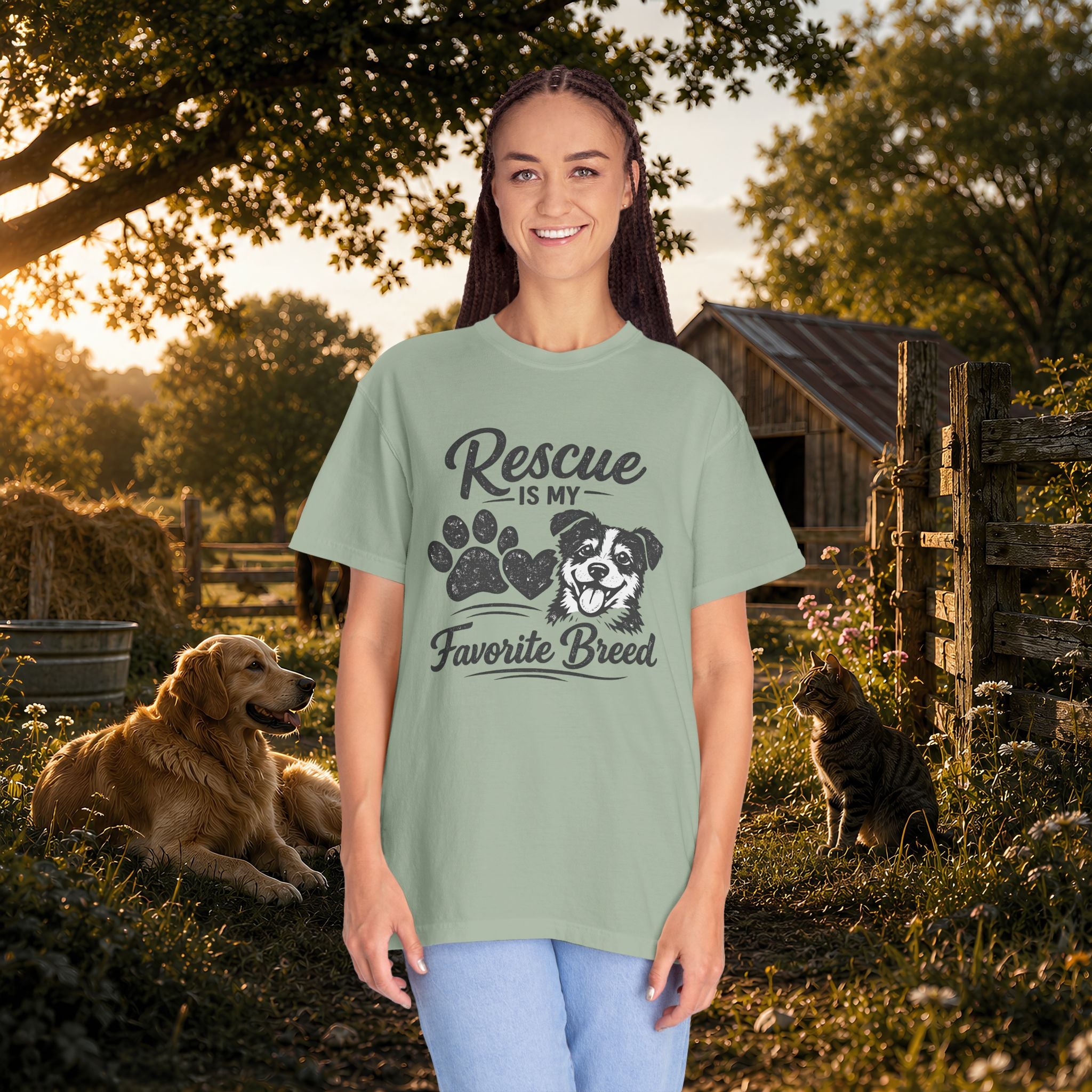 Rescue Is My Favorite Breed T-Shirt — Dog Rescue Paw Print Tee