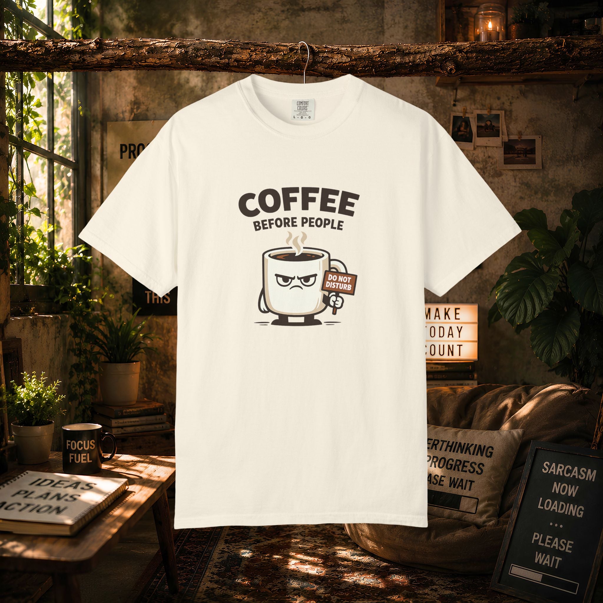Coffee Before People T‑Shirt — Funny Morning Coffee Graphic Tee