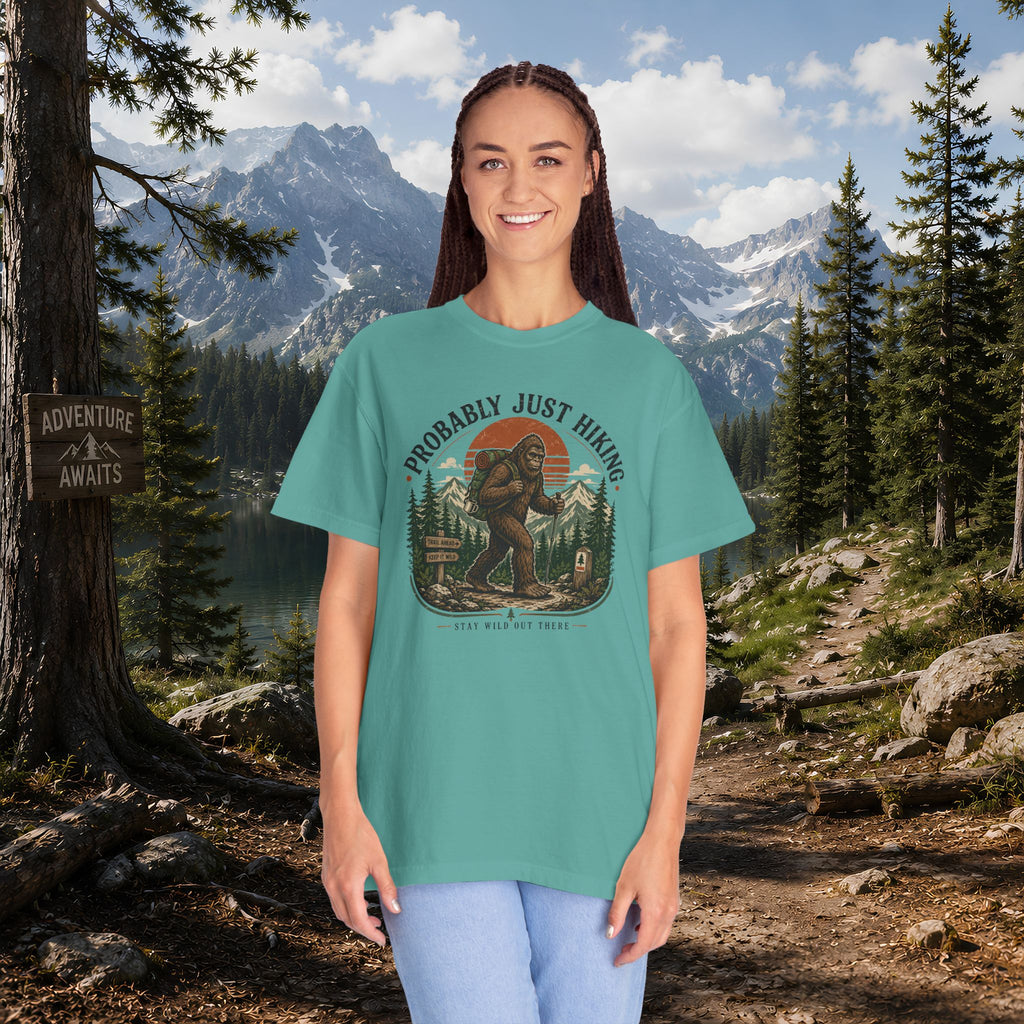 Probably Just Hiking T-Shirt — Bigfoot Forest Adventure Tee