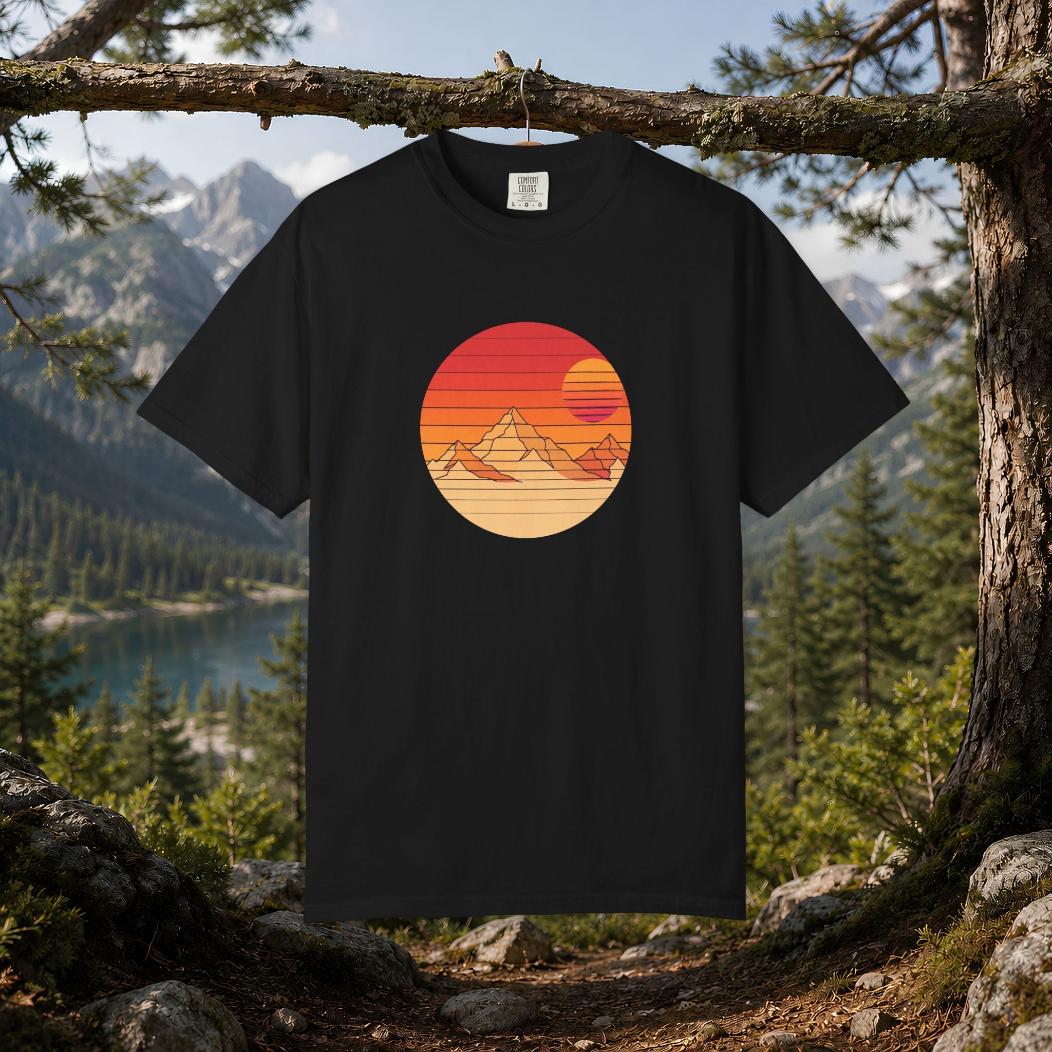 Retro Sunset Mountain T-shirt | Vintage Mountain Graphic Tee