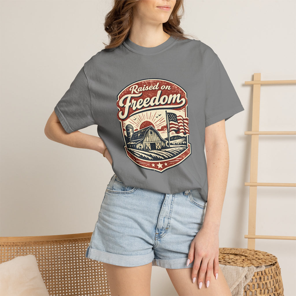 Raised on Freedom T-Shirt — Vintage American Flag Graphic Tee
