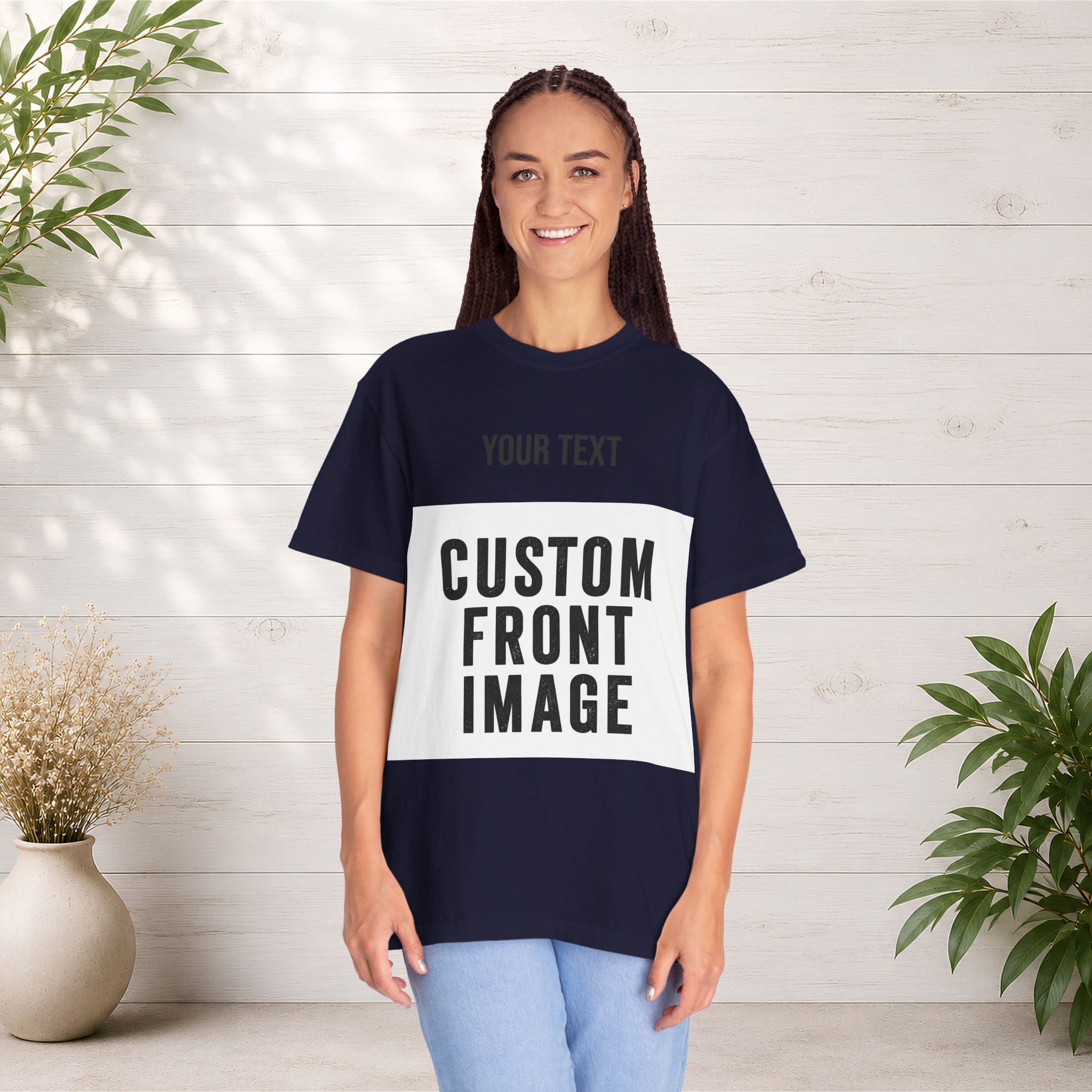 Custom Front Landscape Print T-Shirt — Personalized Text & Image Tee
